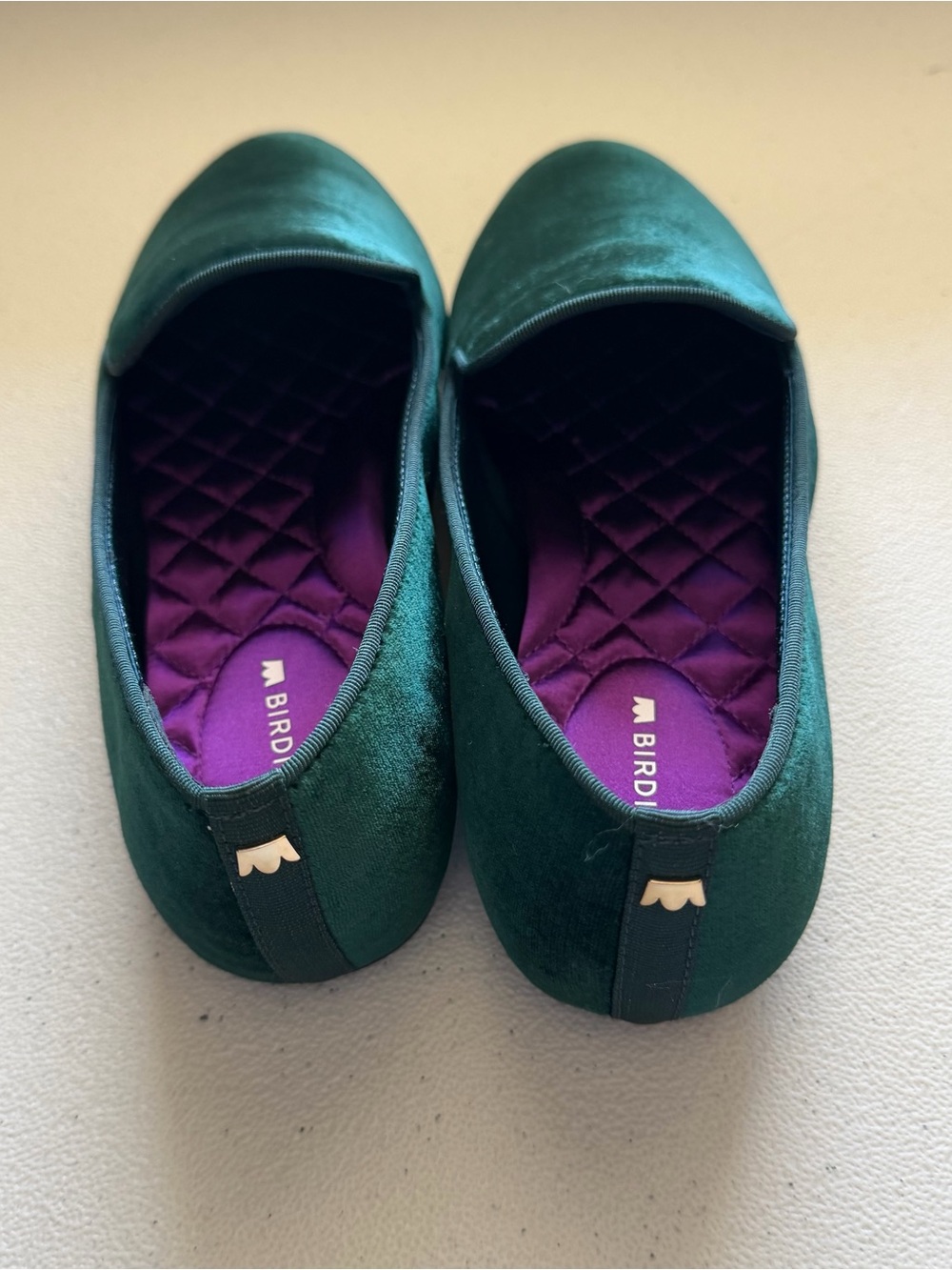 Birdies The Starling loafer shoes in green velvet - Picture 3 of 8